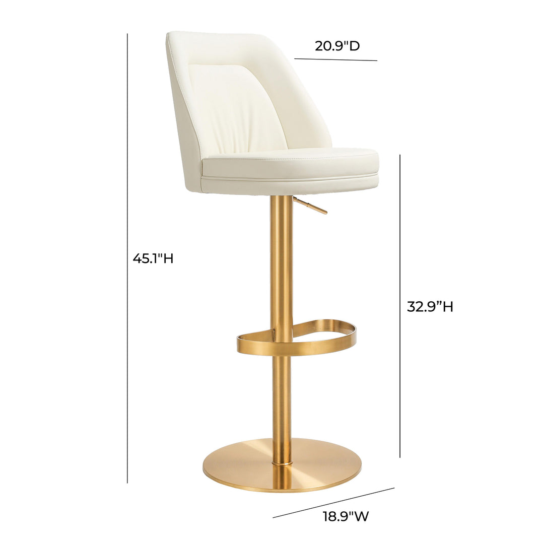 American Home Furniture | TOV Furniture - Maven Cream and Gold Adjustable Swivel Stool