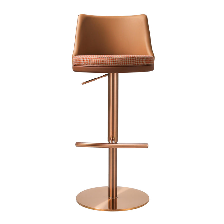 TOV Furniture Reagan Cafe Au Lait Houndstooth Adjustable Swivel Stool OTTOMANS, POUFS, + STOOLS