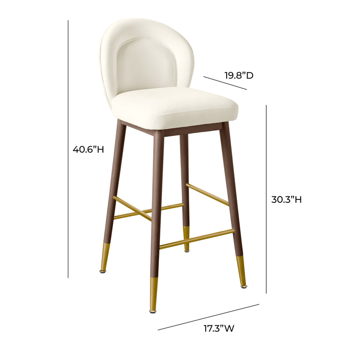 American Home Furniture | TOV Furniture - Hailey Cream Velvet Barstool