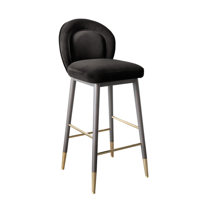 American Home Furniture | TOV Furniture - Hailey Charcoal Grey Velvet Barstool