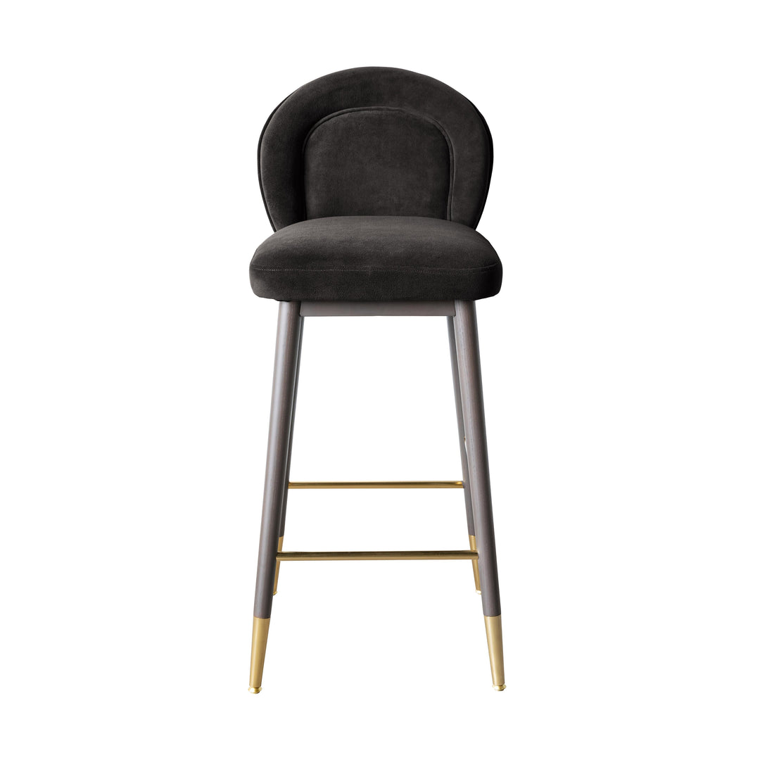 TOV Furniture Hailey Charcoal Grey Velvet Barstool OTTOMANS, POUFS, + STOOLS