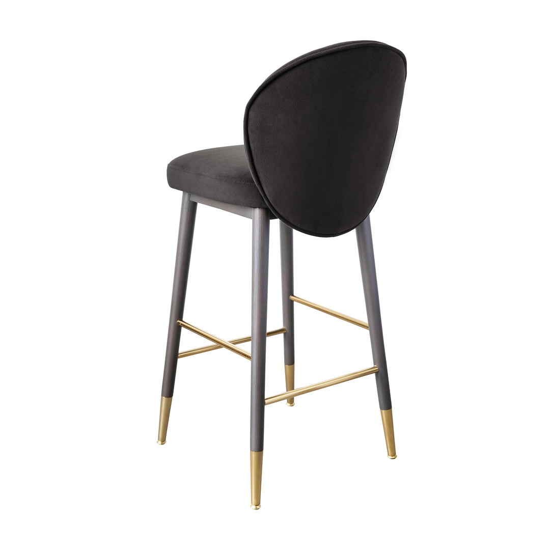 TOV Furniture Hailey Charcoal Grey Velvet Barstool OTTOMANS, POUFS, + STOOLS