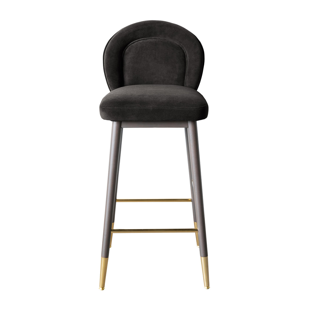 TOV Furniture Hailey Charcoal Grey Velvet Counter Stool OTTOMANS, POUFS, + STOOLS