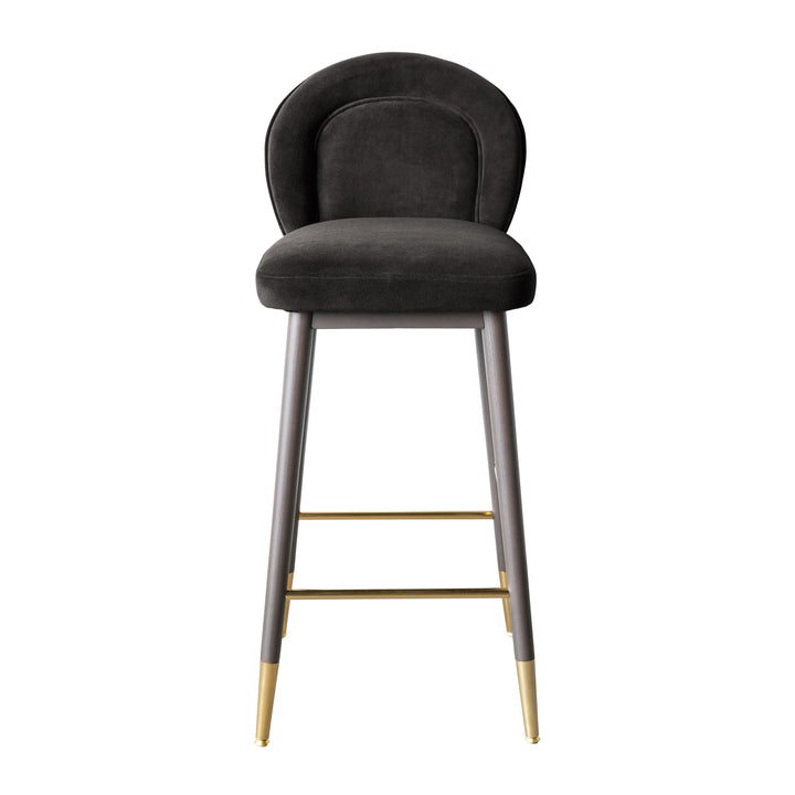 TOV Furniture Hailey Charcoal Grey Velvet Counter Stool OTTOMANS, POUFS, + STOOLS