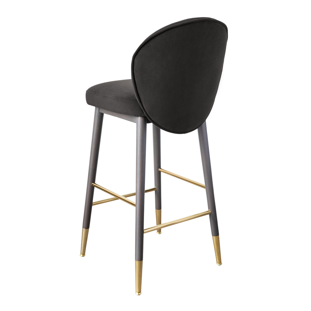 TOV Furniture Hailey Charcoal Grey Velvet Counter Stool OTTOMANS, POUFS, + STOOLS