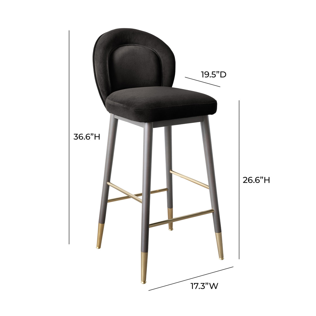 TOV Furniture Hailey Charcoal Grey Velvet Counter Stool OTTOMANS, POUFS, + STOOLS