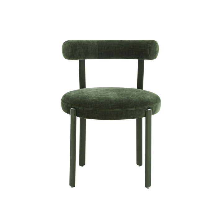 American Home Furniture | TOV Furniture - Margaret Forest Green Chenille Bolster Back Dining Chair