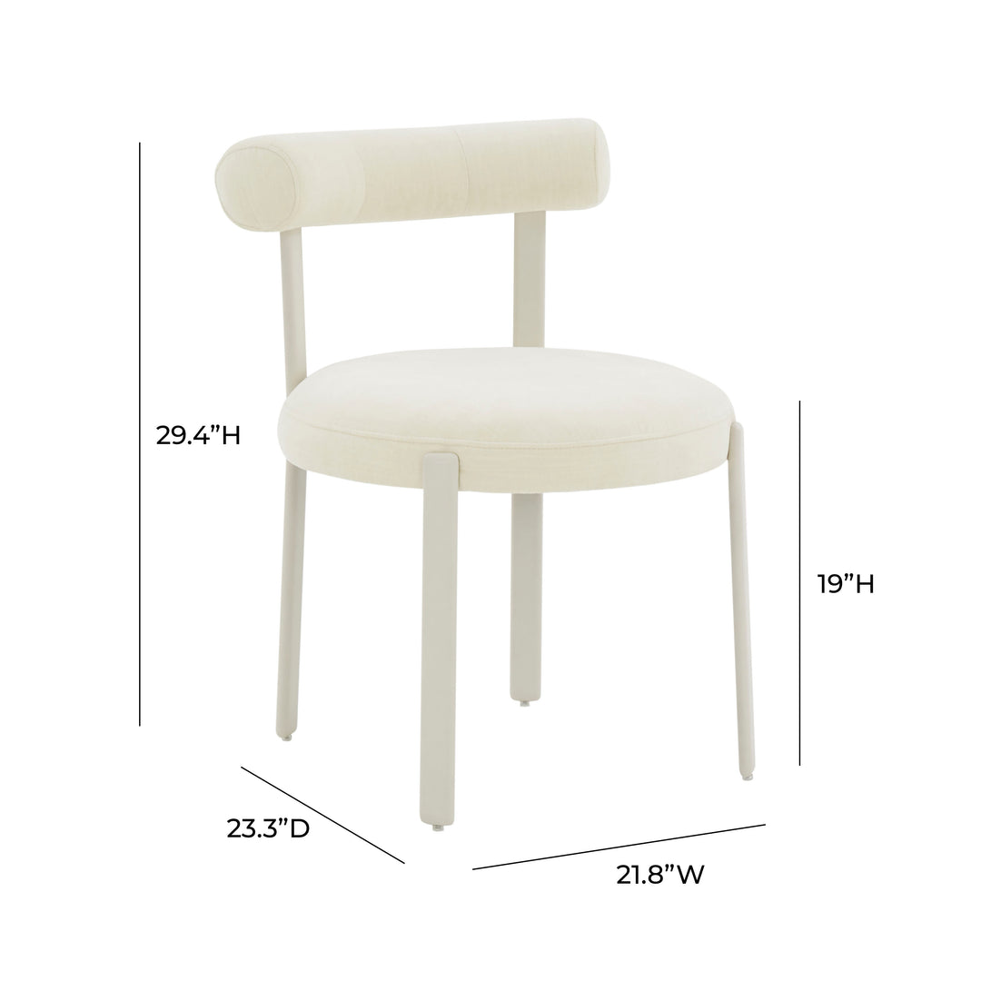 American Home Furniture | TOV Furniture - Margaret Cream Chenille Bolster Back Dining Chair