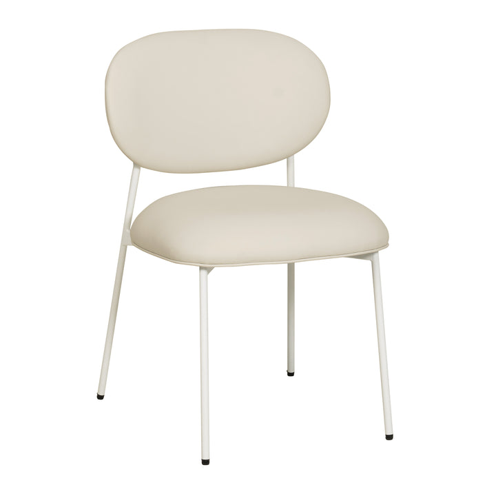 American Home Furniture | TOV Furniture - McKenzie Cream Vegan Leather Stackable Dining Chair with Cream Legs - Set of 2