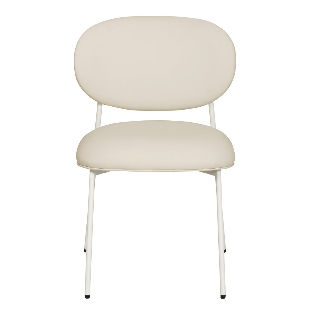 American Home Furniture | TOV Furniture - McKenzie Cream Vegan Leather Stackable Dining Chair with Cream Legs - Set of 2