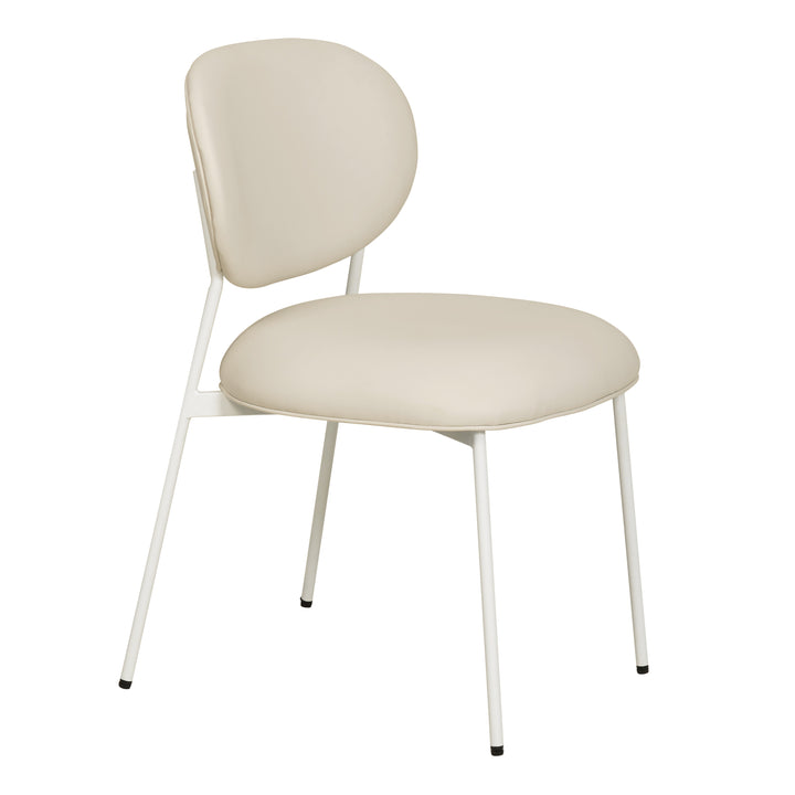 American Home Furniture | TOV Furniture - McKenzie Cream Vegan Leather Stackable Dining Chair with Cream Legs - Set of 2