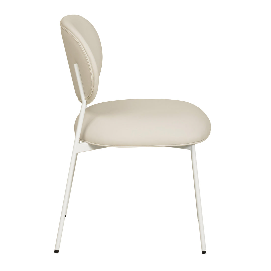 American Home Furniture | TOV Furniture - McKenzie Cream Vegan Leather Stackable Dining Chair with Cream Legs - Set of 2