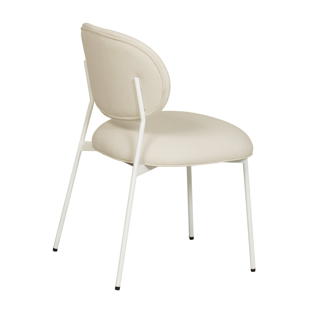 American Home Furniture | TOV Furniture - McKenzie Cream Vegan Leather Stackable Dining Chair with Cream Legs - Set of 2