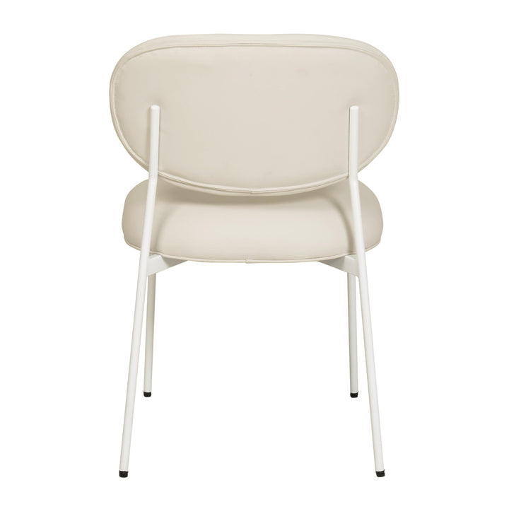 American Home Furniture | TOV Furniture - McKenzie Cream Vegan Leather Stackable Dining Chair with Cream Legs - Set of 2