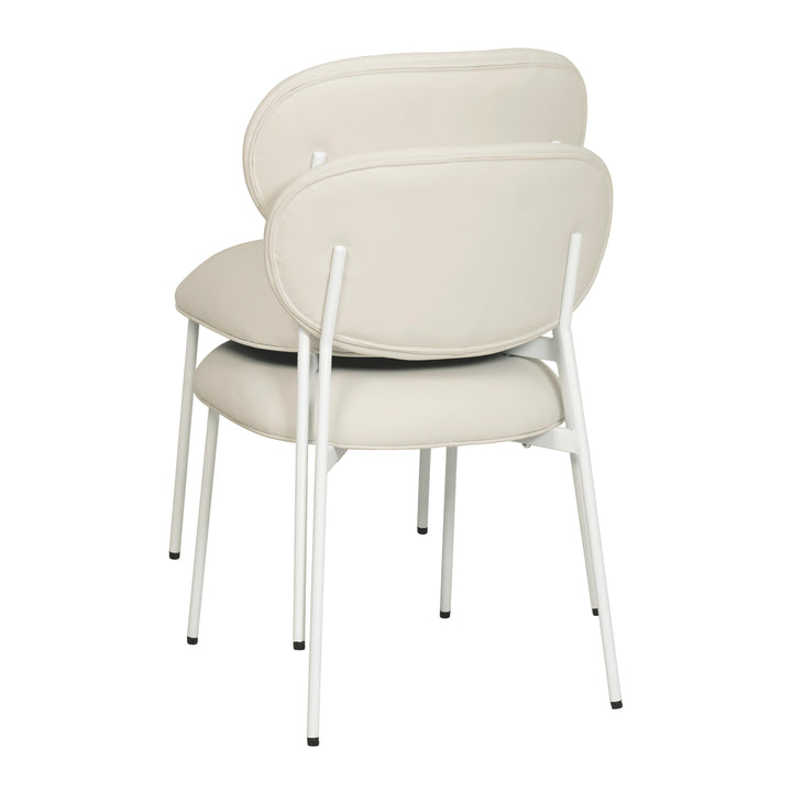 American Home Furniture | TOV Furniture - McKenzie Cream Vegan Leather Stackable Dining Chair with Cream Legs - Set of 2