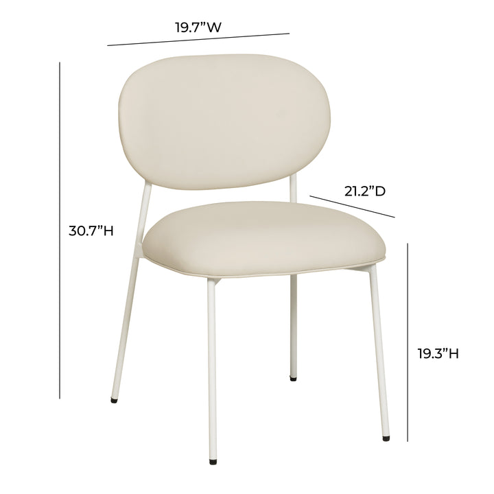 American Home Furniture | TOV Furniture - McKenzie Cream Vegan Leather Stackable Dining Chair with Cream Legs - Set of 2