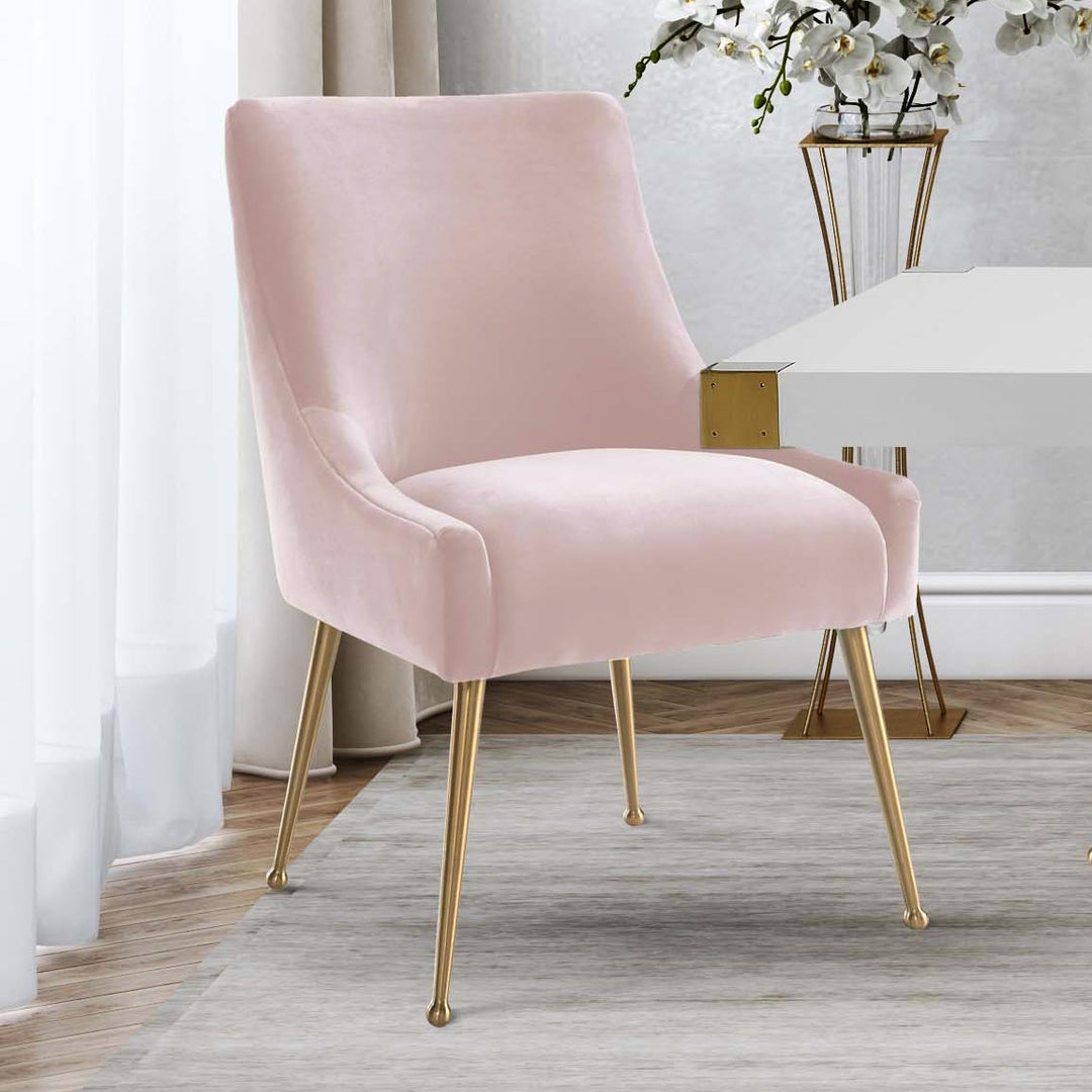 TOV Furniture Beatrix Blush Velvet Side Chair DINING CHAIRS