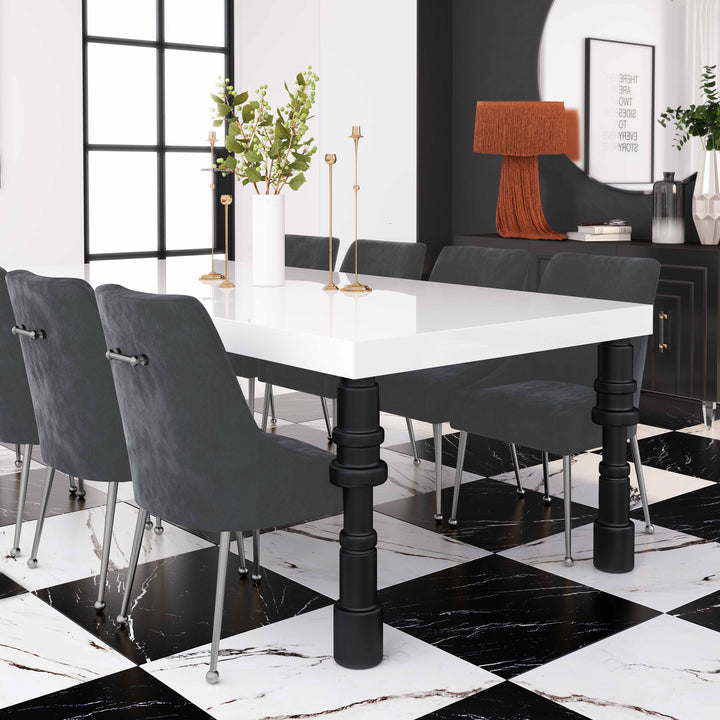 TOV Furniture Beatrix Grey Velvet Side Chair with Silver Legs DINING CHAIRS