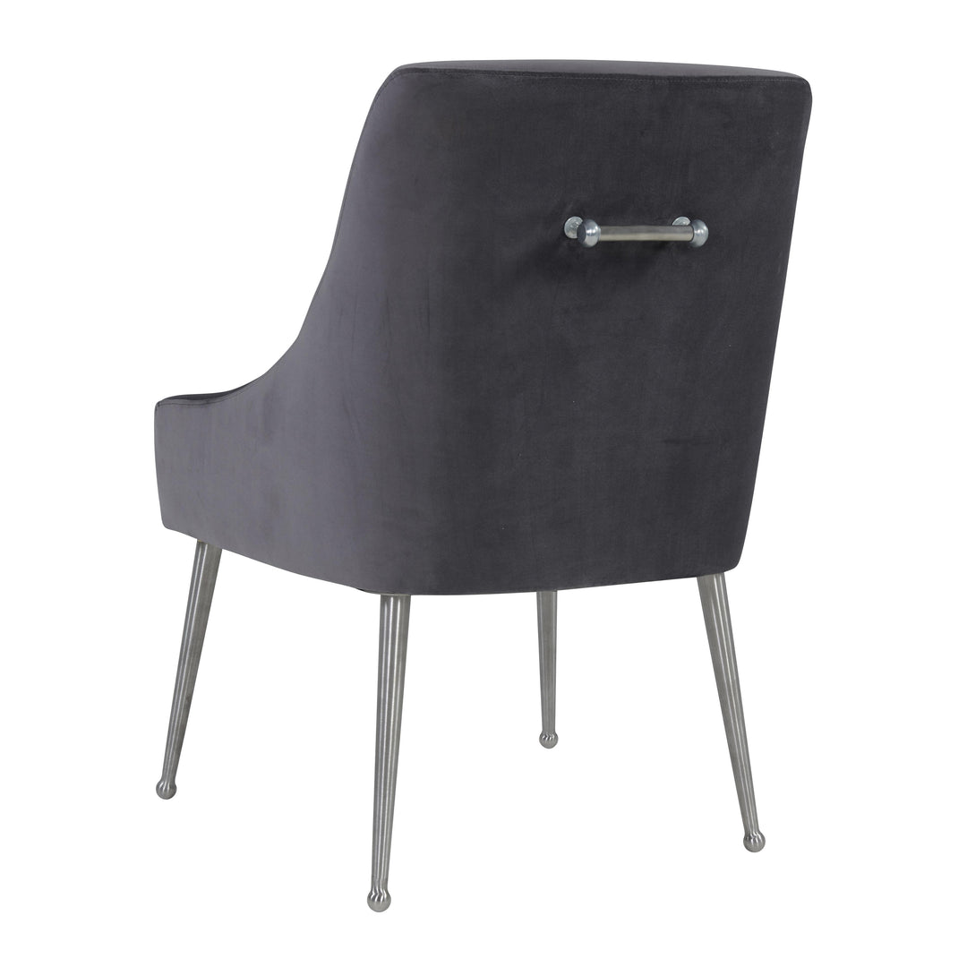 TOV Furniture Beatrix Grey Velvet Side Chair with Silver Legs DINING CHAIRS