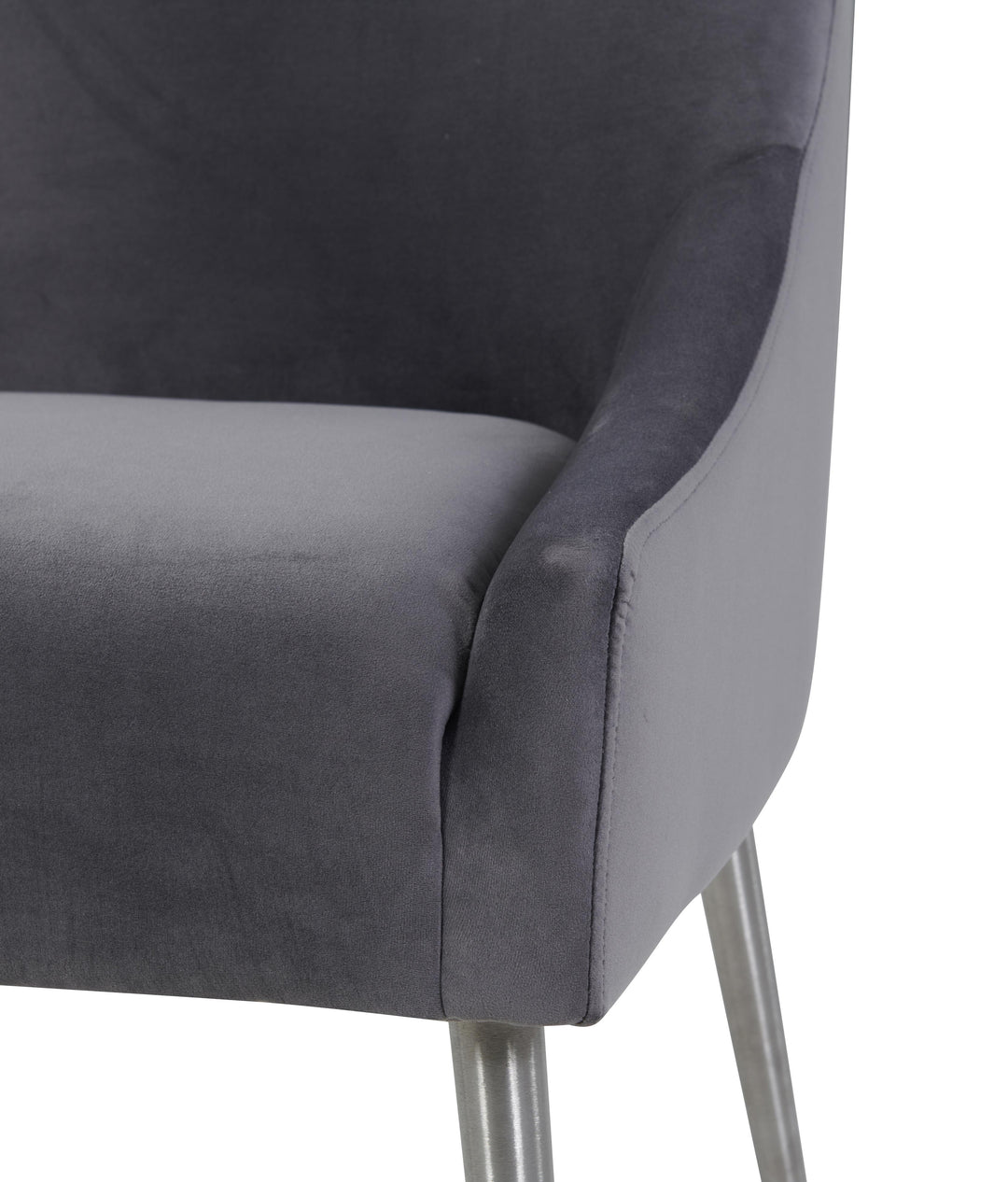 TOV Furniture Beatrix Grey Velvet Side Chair with Silver Legs DINING CHAIRS