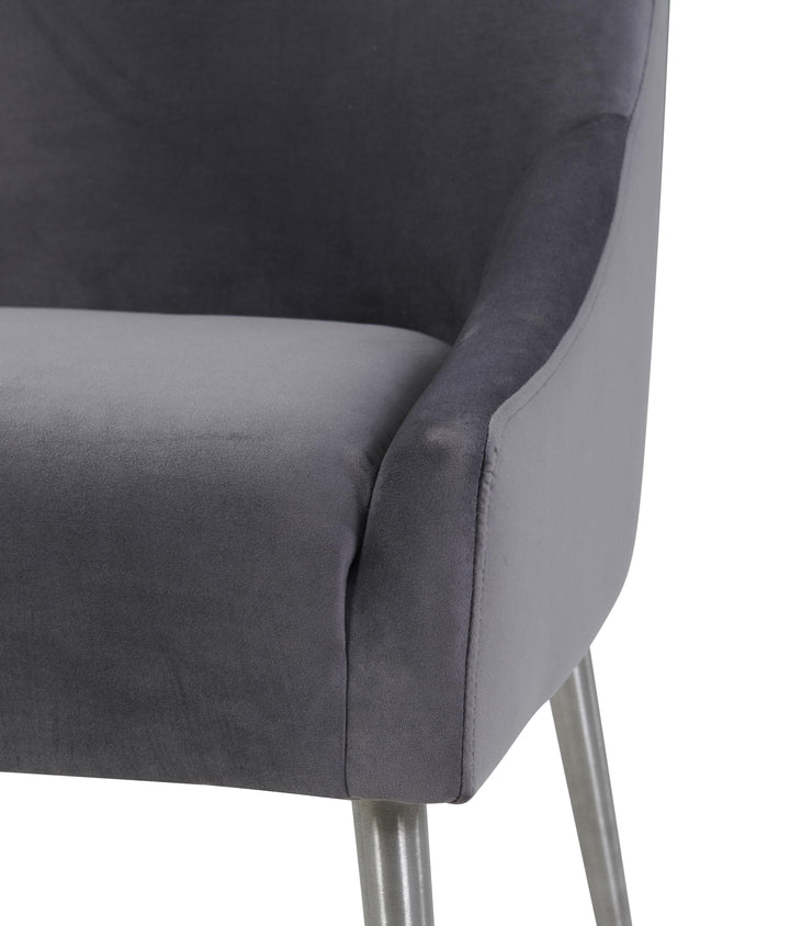 TOV Furniture Beatrix Grey Velvet Side Chair with Silver Legs DINING CHAIRS