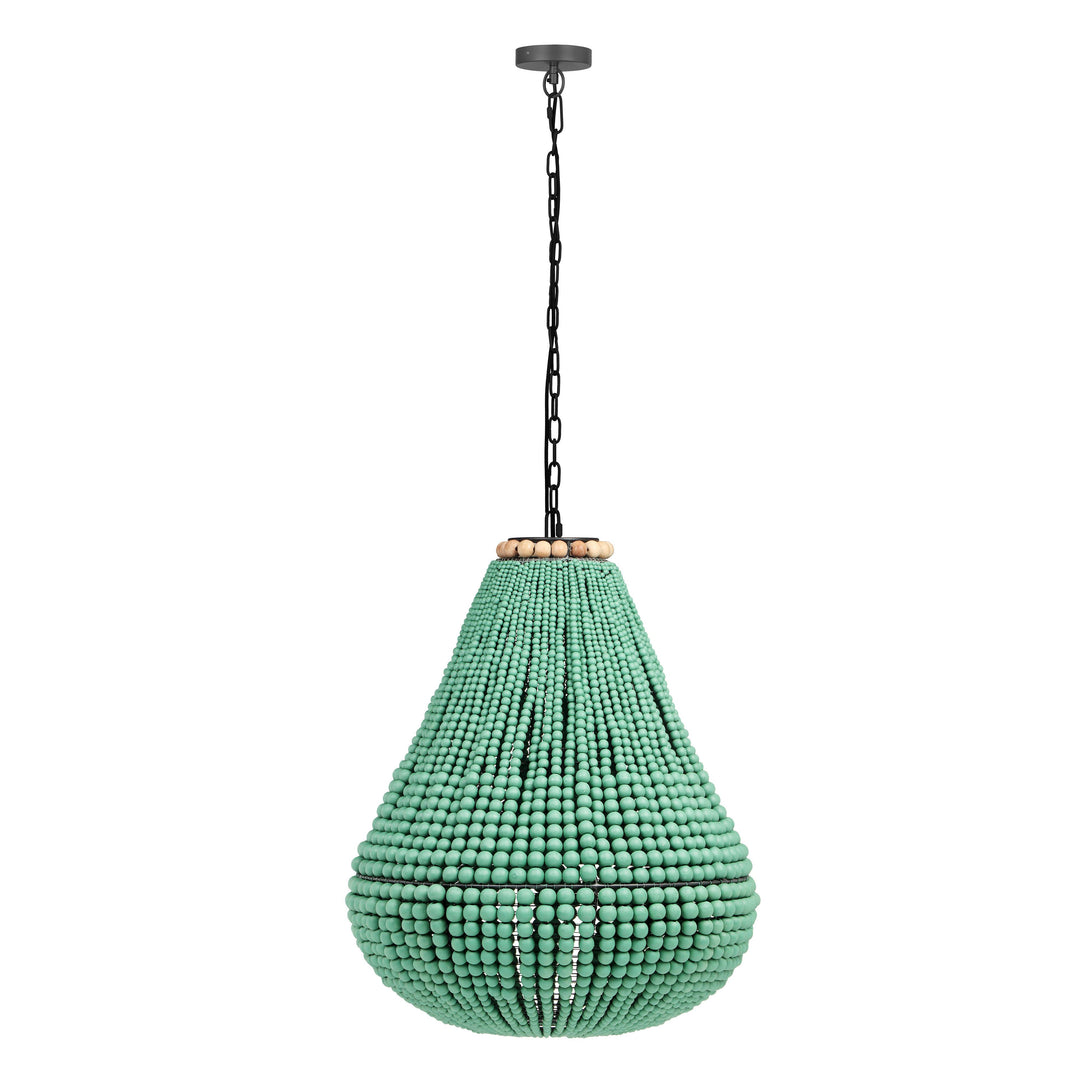 American Home Furniture | TOV Furniture - Palani Green Wooden Bead Chandelier