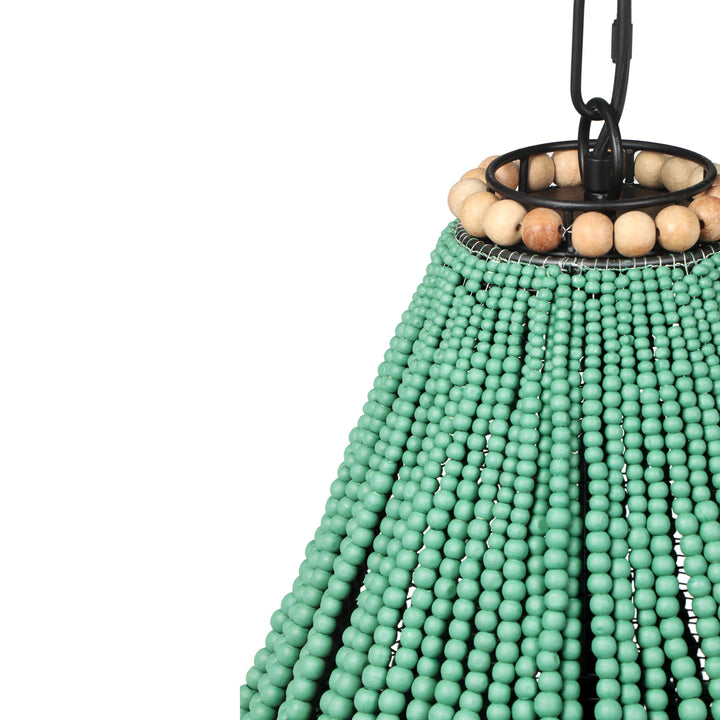 American Home Furniture | TOV Furniture - Palani Green Wooden Bead Chandelier