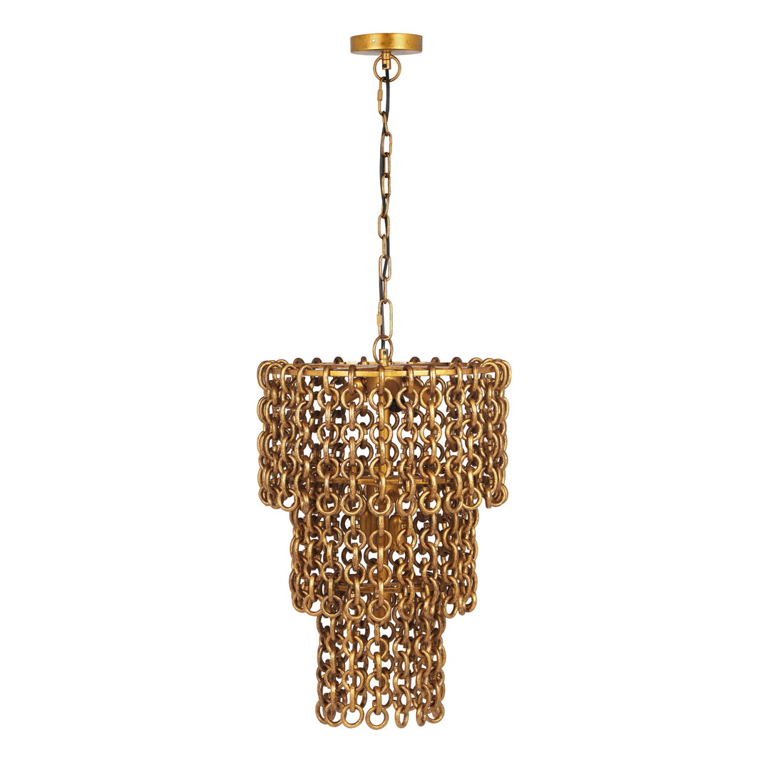 TOV Furniture Nirsa Brass Chain Link 3-Tier Chandelier CHANDELIERS