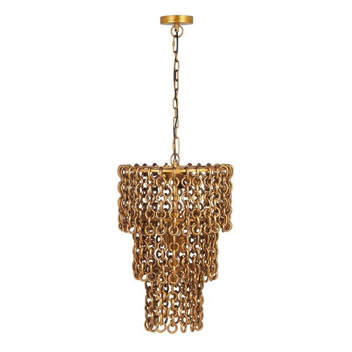 TOV Furniture Nirsa Brass Chain Link 3-Tier Chandelier CHANDELIERS