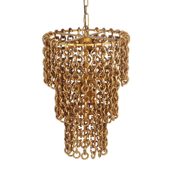 TOV Furniture Nirsa Brass Chain Link 3-Tier Chandelier CHANDELIERS