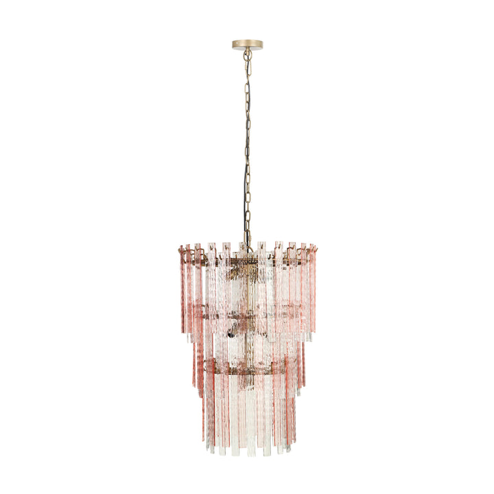 American Home Furniture | TOV Furniture - Hampshire Pink Acrylic 3-Tier Chandelier