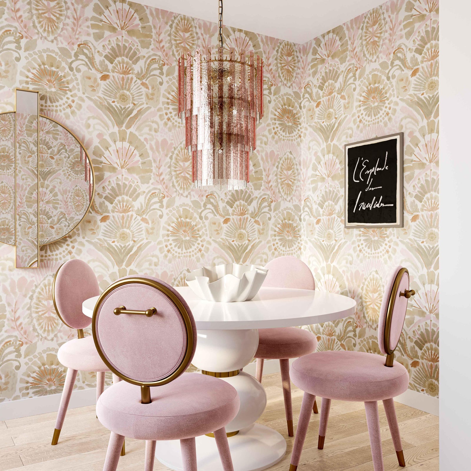TOV Furniture Hampshire Pink Acrylic 3-Tier Chandelier CHANDELIERS