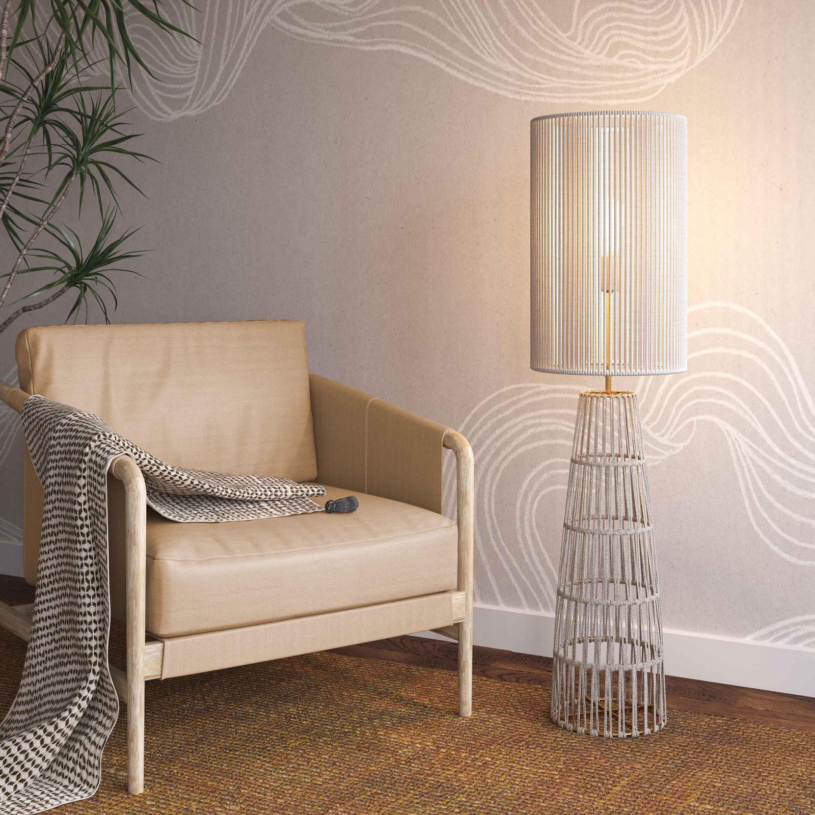 TOV Furniture Beam Cream Natural Jute Floor Lamp FLOOR LAMPS