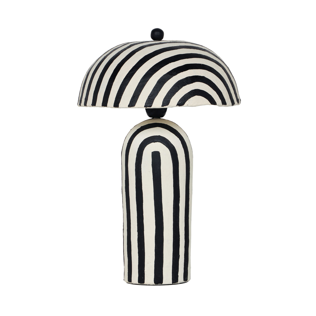 American Home Furniture | TOV Furniture - Maiori Black Striped Papier Mache Table Lamp