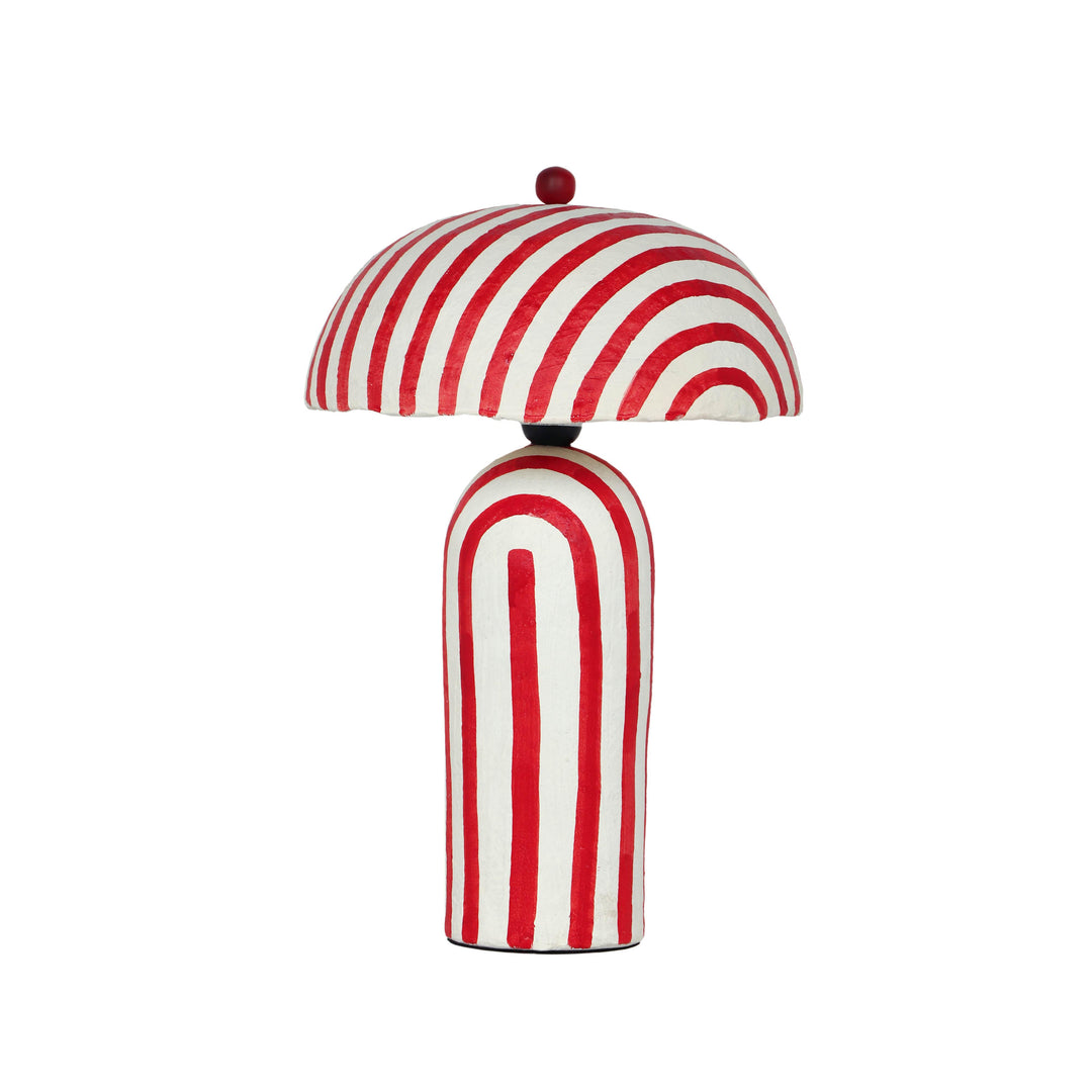 American Home Furniture | TOV Furniture - Maiori Red Striped Papier Mache Table Lamp