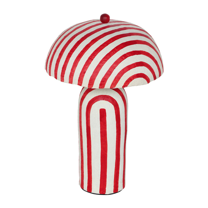 American Home Furniture | TOV Furniture - Maiori Red Striped Papier Mache Table Lamp