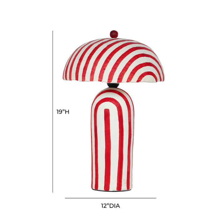 American Home Furniture | TOV Furniture - Maiori Red Striped Papier Mache Table Lamp