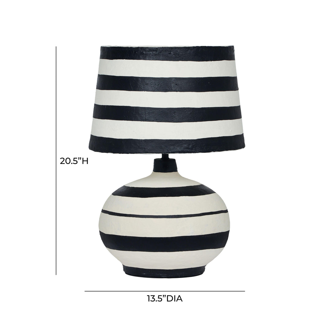 American Home Furniture | TOV Furniture - Positano Black Striped Papier Mache Table Lamp