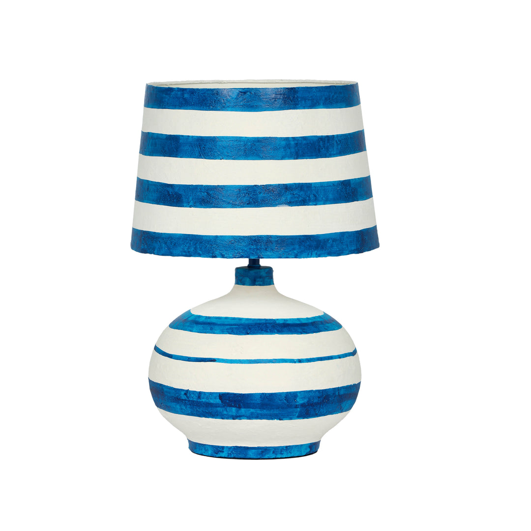 American Home Furniture | TOV Furniture - Positano Blue Striped Papier Mache Table Lamp