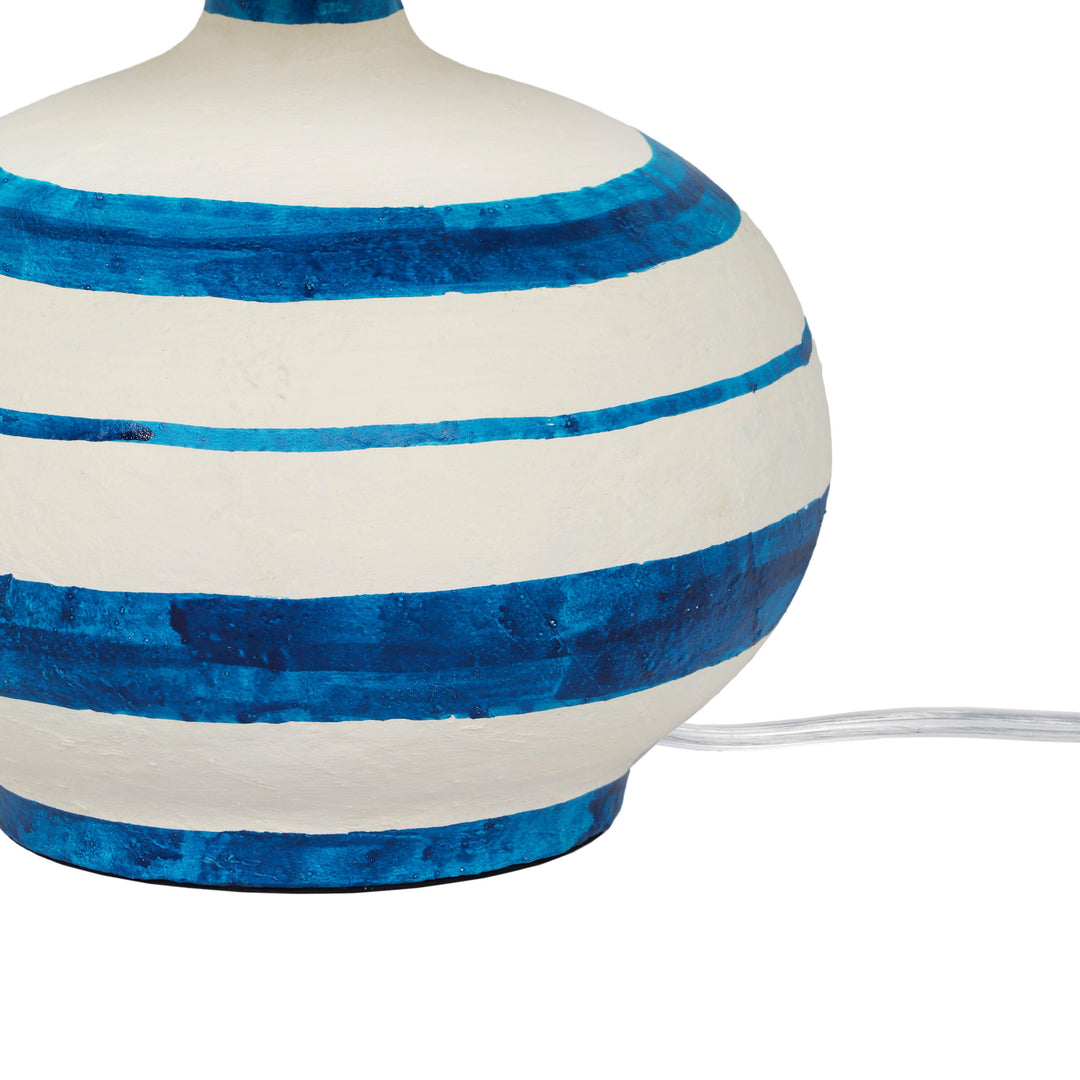 American Home Furniture | TOV Furniture - Positano Blue Striped Papier Mache Table Lamp