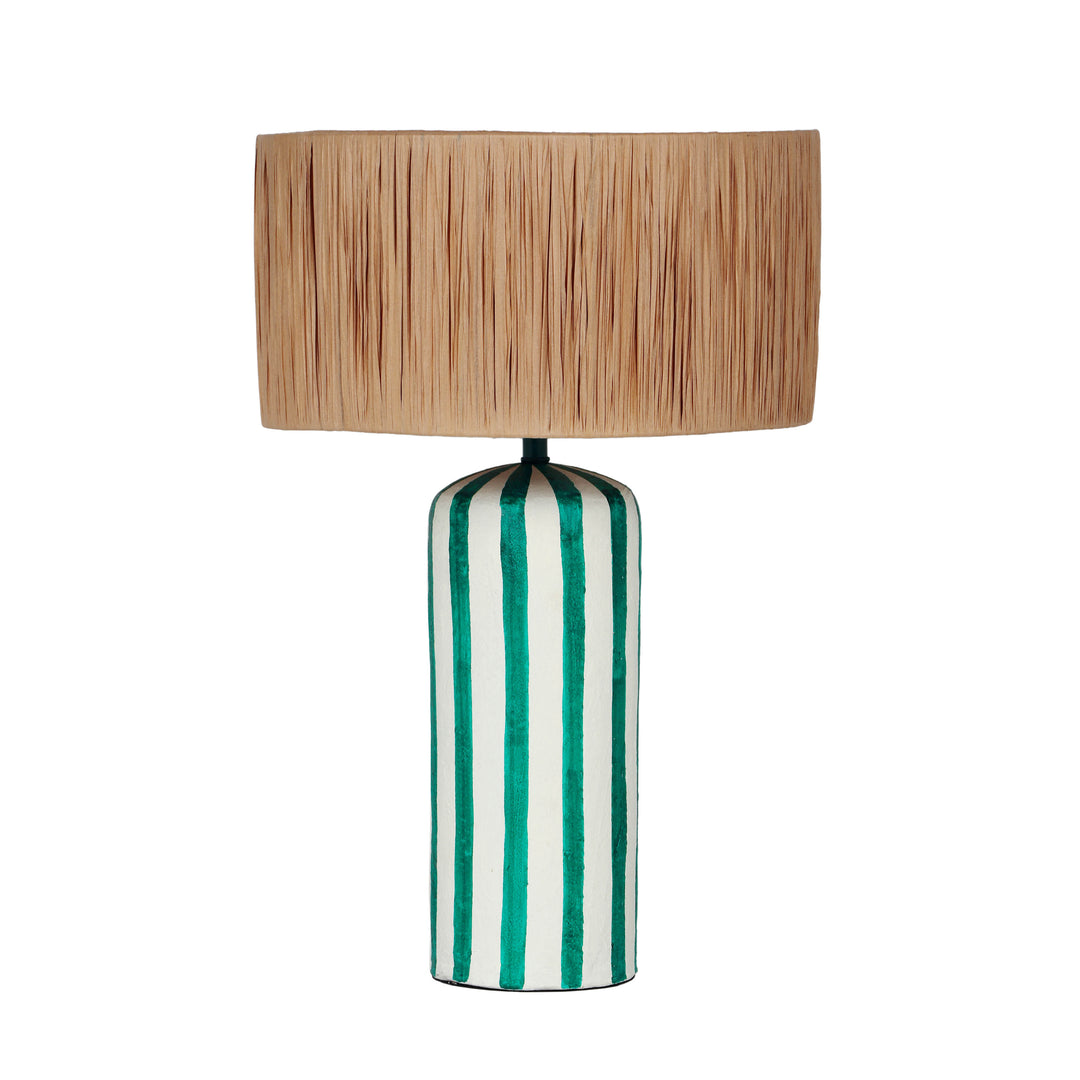 American Home Furniture | TOV Furniture - Ravello Green Striped Papier Mache Table Lamp