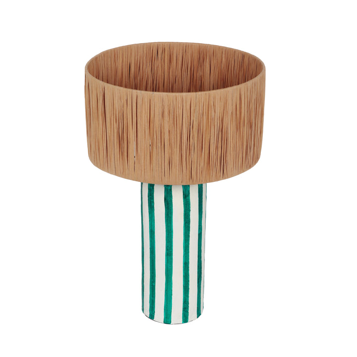 American Home Furniture | TOV Furniture - Ravello Green Striped Papier Mache Table Lamp