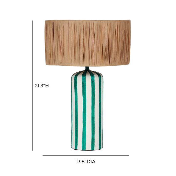 American Home Furniture | TOV Furniture - Ravello Green Striped Papier Mache Table Lamp