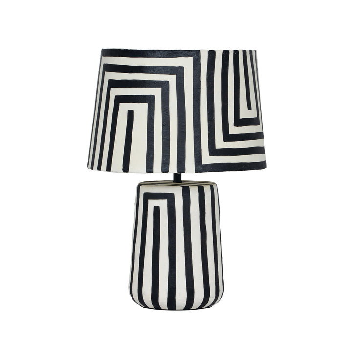 American Home Furniture | TOV Furniture - Minori Black Striped Papier Mache Table Lamp