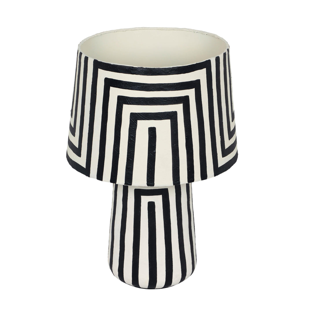 American Home Furniture | TOV Furniture - Minori Black Striped Papier Mache Table Lamp