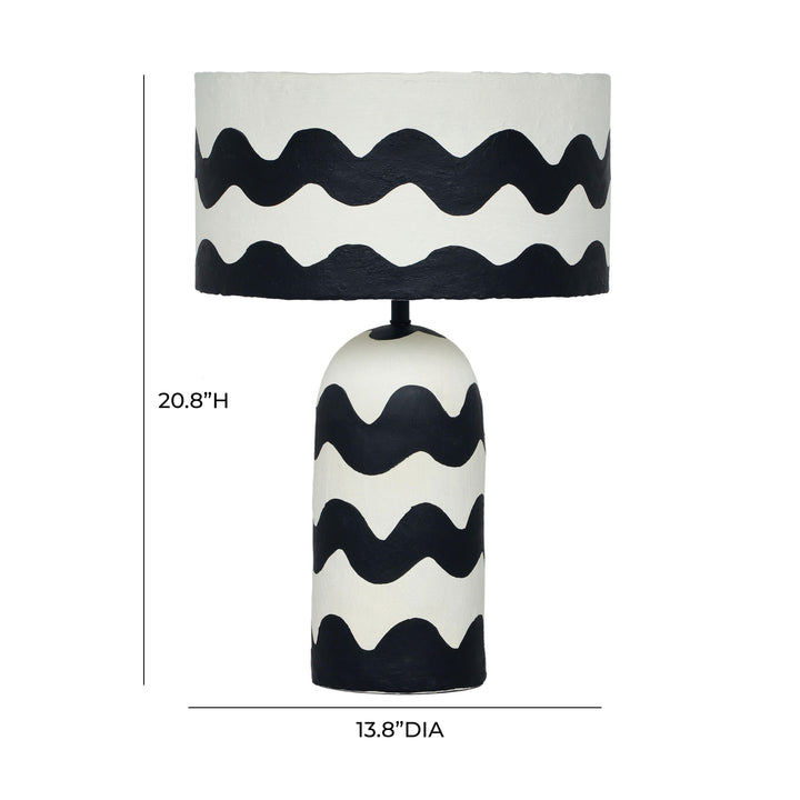 American Home Furniture | TOV Furniture - Tropea Black Waves Papier Mache Table Lamp