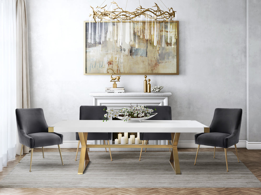 American Home Furniture | TOV Furniture - Adeline White Lacquer Dining Table
