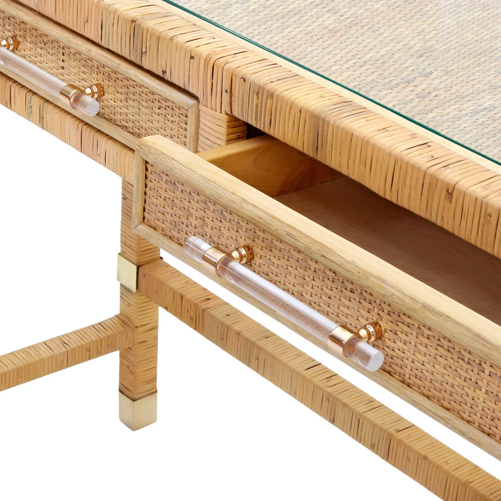 TOV Furniture Amara Natural Rattan Desk DESKS