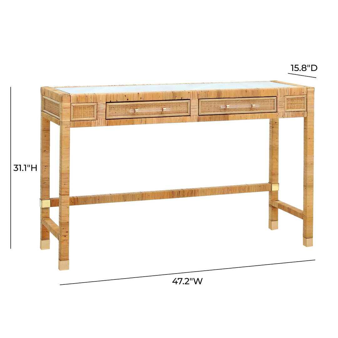 TOV Furniture Amara Natural Rattan Desk DESKS