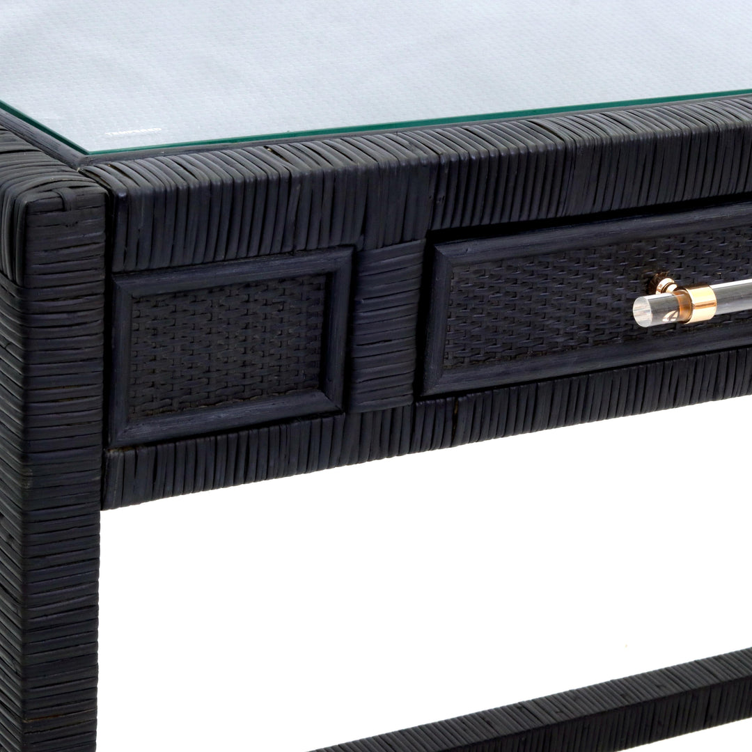 TOV Furniture Amara Charcoal Rattan Desk DESKS